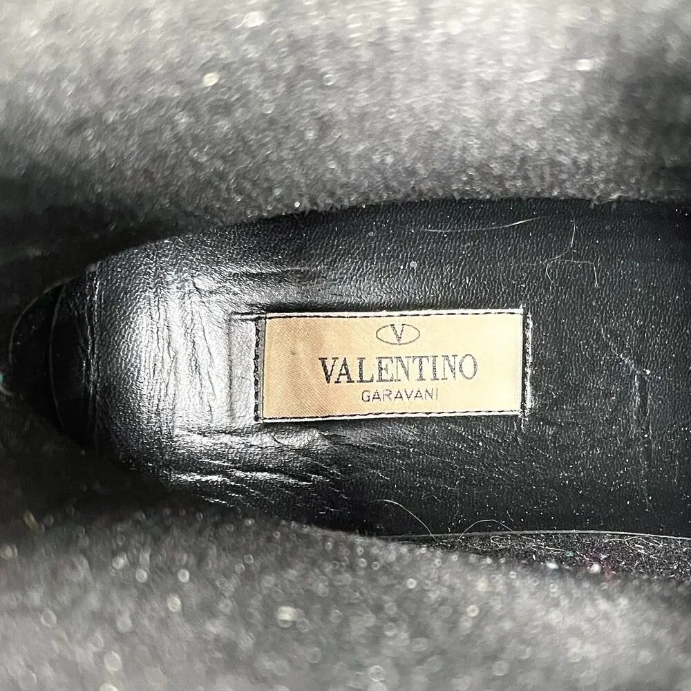 Valentino Rockstud Rainboots‎ Black Mid Calf Rubber Waterproof Sz 37 / 7 Women's